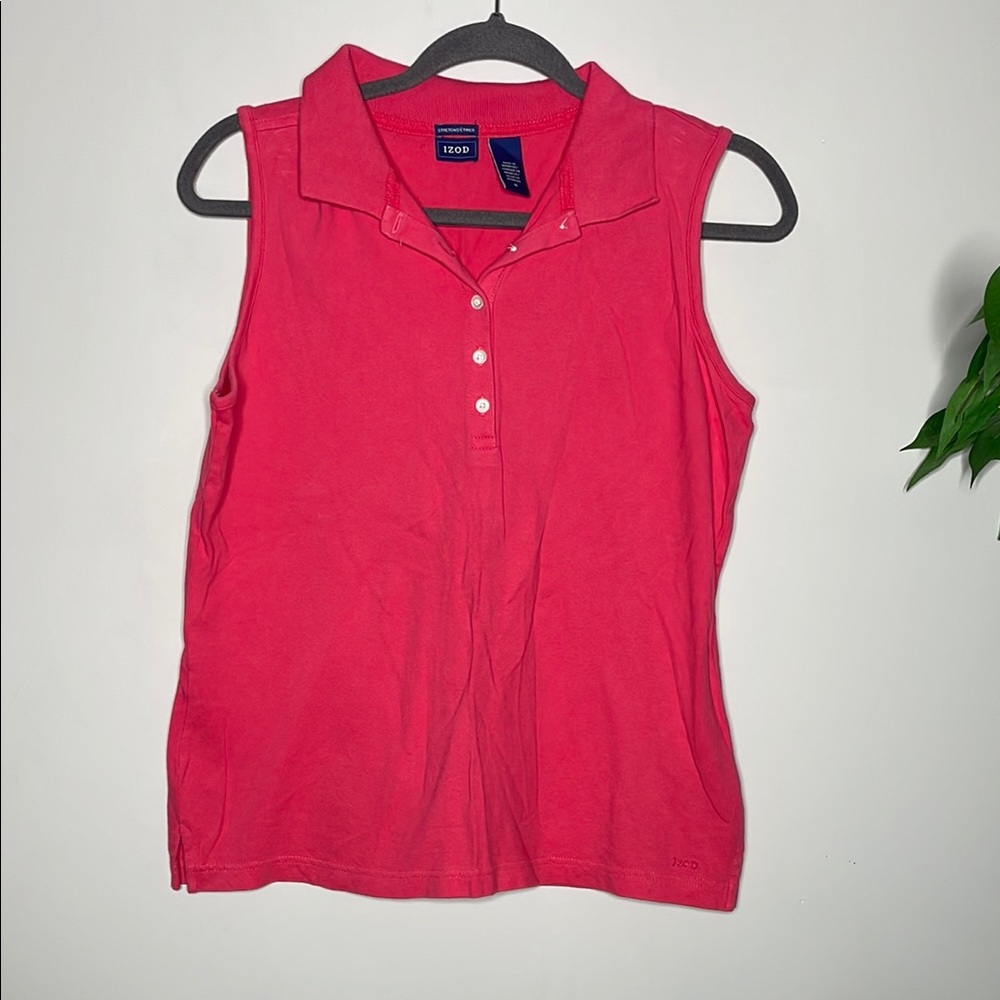 Izod Pink Fitted Tank Top Polo